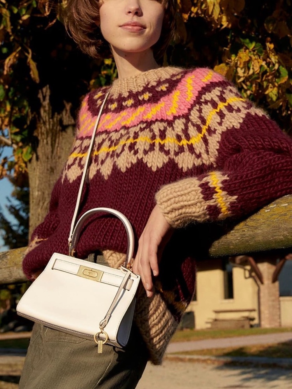 Tory Burch cream Leather Crossbody Bag
